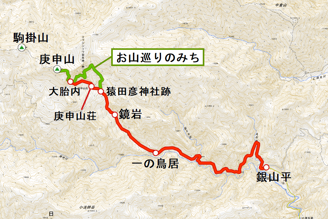 "庚申山登山地図"