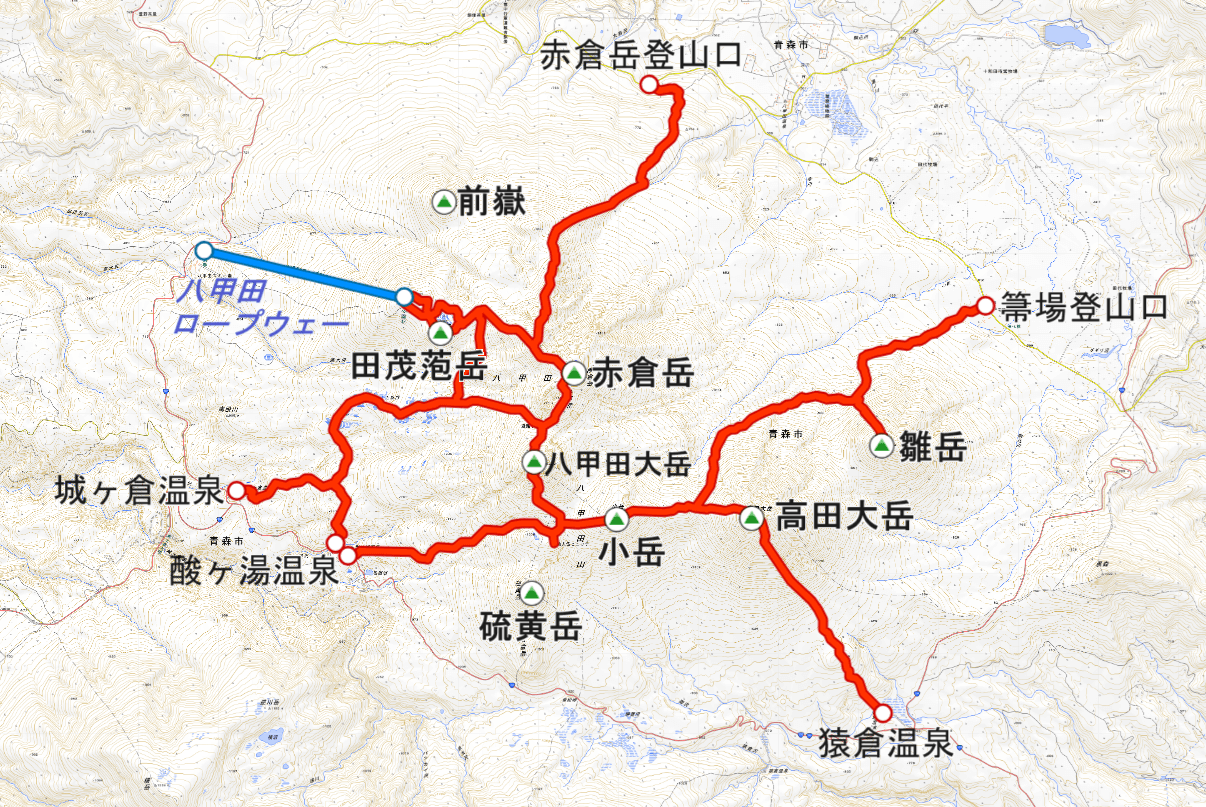 "北八甲田登山道概要"